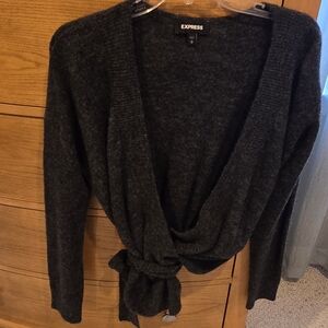Express Women's Heather Charcoal Sweater, Women's M, Like New, Wrap Front